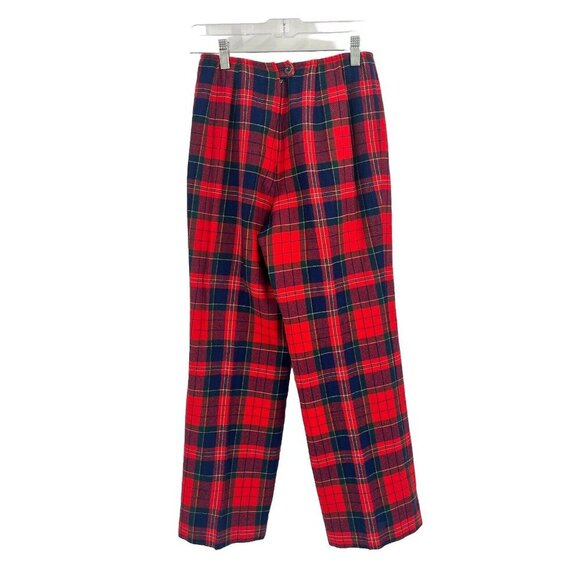 Vintage 70s Pendleton Red Tartan Plaid Pants Straight Leg Sz XS Made in USA - Picture 1 of 6